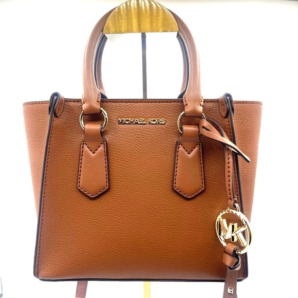 Michael Kors Handbags - Michael Kors Kris Small Leather Satchel Pebbled Acorn with Crossbody Strap